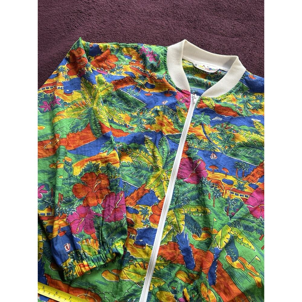 Vintage 80s/90s C.A. Sport Full Zip Tropical Print Windbreaker Jacket (SIZE M/L)